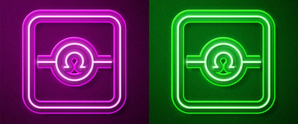 Gloeiende Neon Lijn Ohmmeter Pictogram Geïsoleerd Paarse Groene Achtergrond Vector — Stockvector