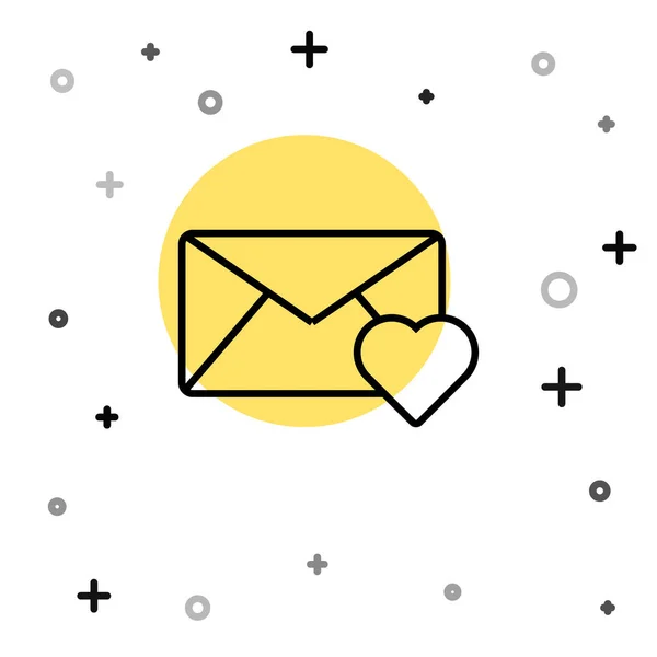 Linha Preta Envelope Com Ícone Coração Valentine Isolado Fundo Branco —  Vetores de Stock
