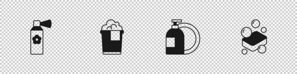 Set Ambientador Aire Spray Botella Cubo Con Espuma Líquido Lavavajillas — Archivo Imágenes Vectoriales