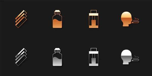 Set Papeles Para Liar Cigarrillos Botella Líquida Vape Dispositivo Mod — Archivo Imágenes Vectoriales