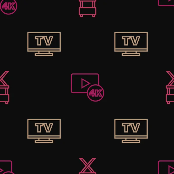 Встановіть Режисерське Крісло Смарт Телевізор Екранне Телебачення Безшовний Візерунок Векторні — стоковий вектор