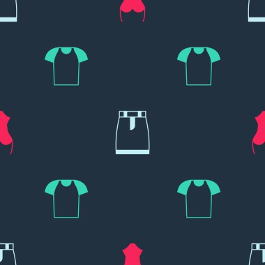 Mayo, etek ve tişörtü kusursuz desenlere ayarlayın. Vektör