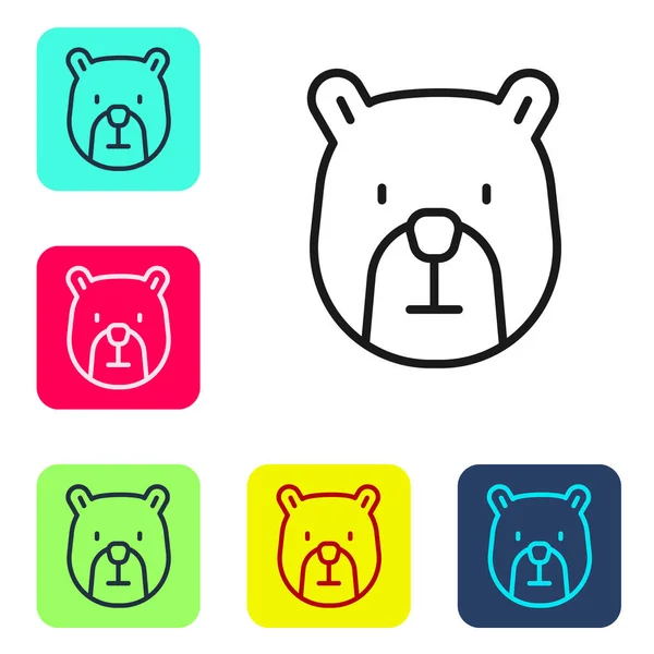 Black Line Bear Head Icon Isolated White Background Set Icons — Stock Vector