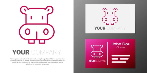 Logotype Line Hippo Hippopotamus Icon Isolated White Background Animal Symbol — Stock Vector