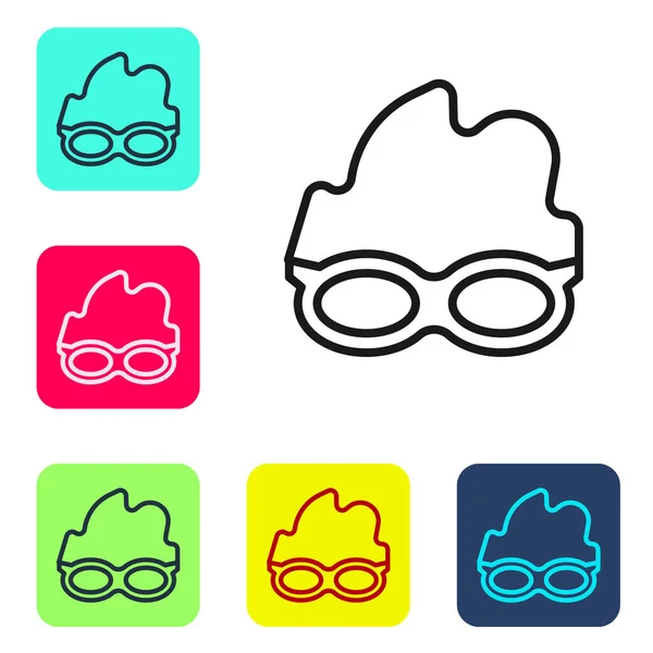Black Line Glasses Swimming Icon Isolated White Background Swimming Goggles — Stock Vector