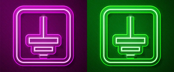 Glödande Neon Linje Elektrisk Symbol Marken Ikonen Isolerad Lila Och — Stock vektor
