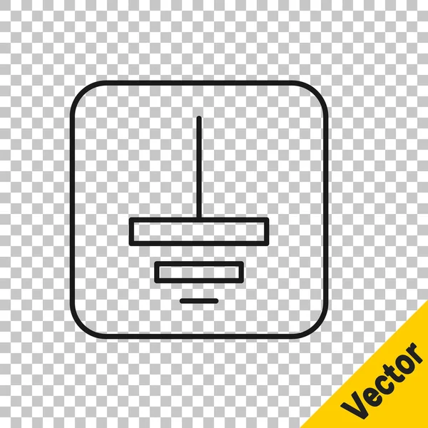 Schwarze Linie Elektrisches Symbol Boden Symbol Isoliert Auf Transparentem Hintergrund — Stockvektor
