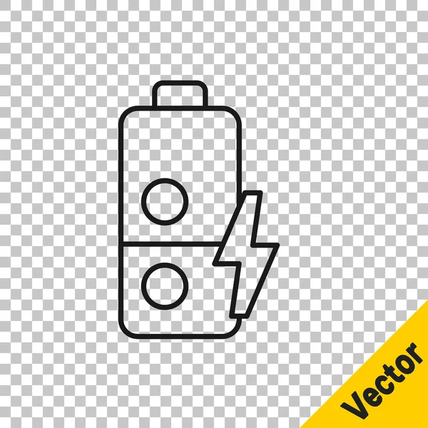 Svart Linje Batteriladdningsnivå Indikator Ikon Isolerad Transparent Bakgrund Vektor — Stock vektor