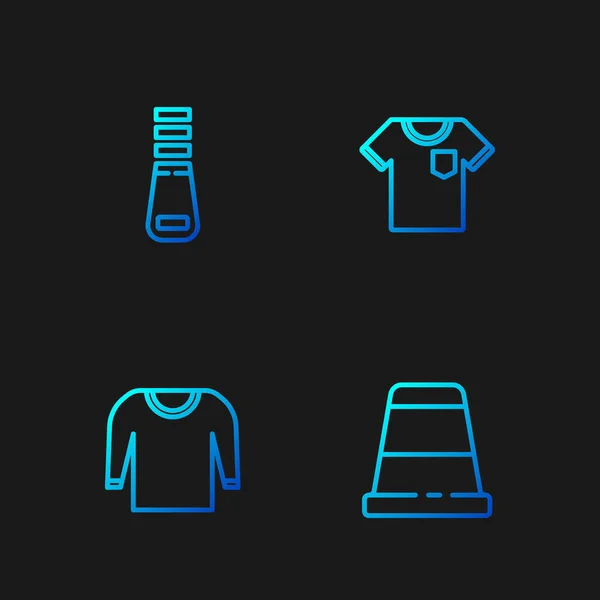 Set Line Dedo Para Costura Suéter Cremallera Camiseta Iconos Color — Vector de stock