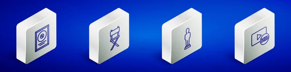 Set Isometric Line Disk Award Frame Režisér Film Židle Film — Stockový vektor