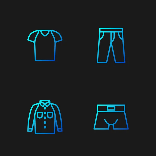Set Line Männer Unterhose Hemd Shirt Und Hose Farbverlauf Symbole — Stockvektor
