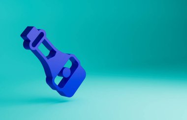 Mavi arkaplanda mavi soya sosu ikonu var. Minimalizm kavramı. 3 Boyutlu resimleme.