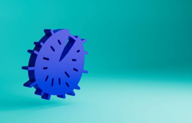 Mavi Kestane simgesi mavi arkaplanda izole edildi. Dikenli ve sert kestane. Minimalizm kavramı. 3 Boyutlu resimleme.