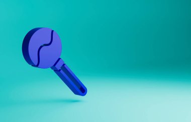 Mavi arkaplanda mavi lolipop simgesi izole edildi. Yemek, lezzetli bir sembol. Mutlu Cadılar Bayramı Partisi. Minimalizm kavramı. 3 Boyutlu resimleme.