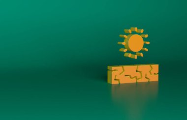 Yeşil arka planda turuncu kuraklık simgesi izole edildi. Minimalizm kavramı. 3 Boyutlu resimleme.