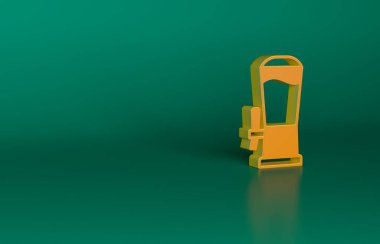 Yeşil arkaplanda turuncu bira ikonu izole edildi. Minimalizm kavramı. 3 Boyutlu resimleme.