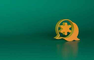 Turuncu şerifin ikonu yeşil arka planda izole edildi. Polis rozeti ikonu. Minimalizm kavramı. 3 Boyutlu resimleme.