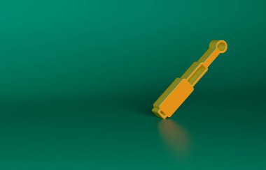 Turuncu Teleskopik baton simgesi yeşil arkaplanda izole edildi. Minimalizm kavramı. 3 Boyutlu resimleme.