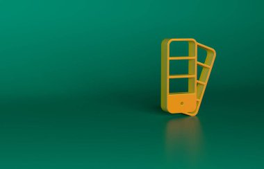 Turuncu renk palet rehber simgesi yeşil arkaplanda izole edildi. Minimalizm kavramı. 3 Boyutlu resimleme.