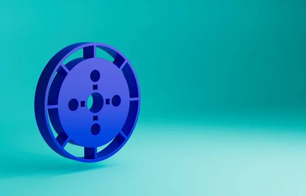 stock image Blue Casino roulette wheel icon isolated on blue background. Minimalism concept. 3D render illustration.