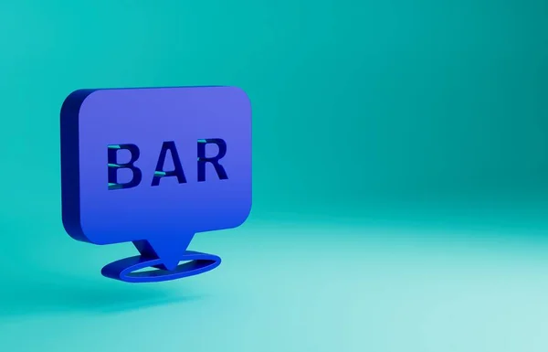 青色の背景に隔離されたブルーアルコールやビールバーの場所のアイコン クラブ バーのシンボル 最小限の概念 3Dレンダリング図 — ストック写真