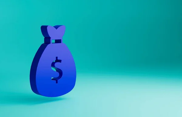 Ícone Saco Dinheiro Azul Isolado Fundo Azul Dólar Símbolo Usd — Fotografia de Stock