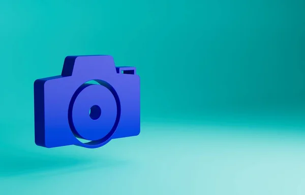 Icône Caméra Photo Bleue Isolée Sur Fond Bleu Caméra Photo — Photo