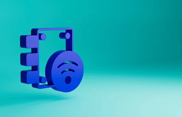 Blaues Digitales Türschloss Mit Funktechnologie Zum Entriegeln Des Icons Isoliert — Stockfoto