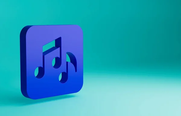 青の音楽ノート 青の背景に隔離されたトーンアイコン 最小限の概念 3Dレンダリング図 — ストック写真