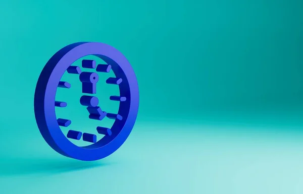 Icône Horloge Bleue Isolée Sur Fond Bleu Symbole Temporel Concept — Photo