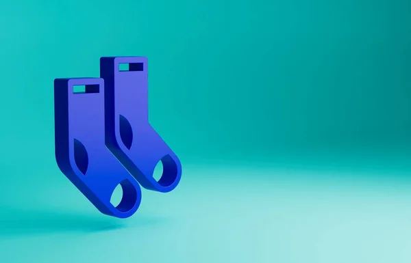 Blue Socks Icoon Geïsoleerd Blauwe Achtergrond Minimalisme Concept Weergave Illustratie — Stockfoto