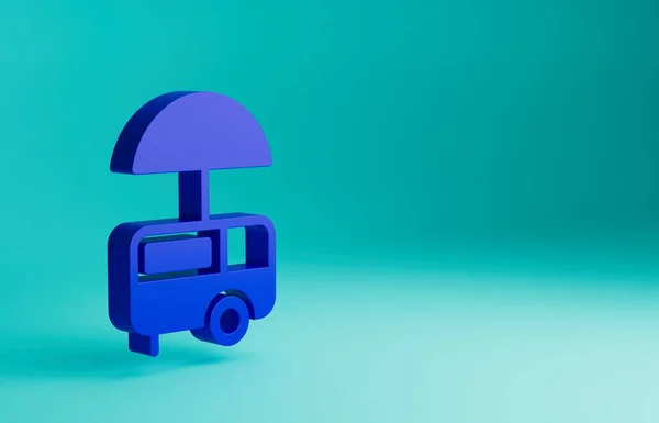 Blauer Fast Food Wagen Mit Markisensymbol Auf Blauem Hintergrund Stadtkiosk — Stockfoto
