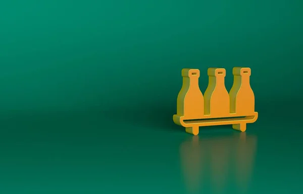 オレンジ緑の背景に隔離されたワインアイコンのボトル ワインの品種 最小限の概念 3Dレンダリング図 — ストック写真