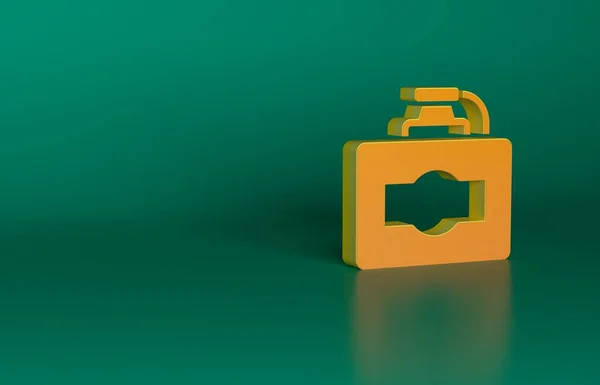 橙色纸盒葡萄酒图标孤立在绿色背景 最低纲领的概念 3D渲染说明 — 图库照片