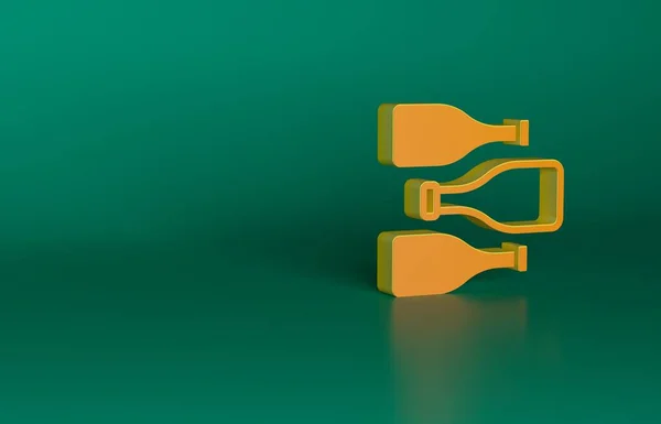 オレンジ緑の背景に隔離されたワインアイコンのボトル 最小限の概念 3Dレンダリング図 — ストック写真