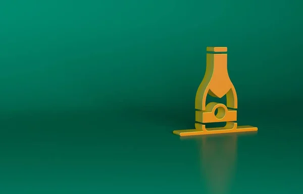 Icono Botella Champán Naranja Aislado Sobre Fondo Verde Concepto Minimalista — Foto de Stock