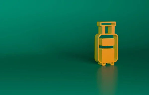 Oranje Koffer Voor Reisicoon Geïsoleerd Groene Achtergrond Reisbagagebord Reisbagage Icoon — Stockfoto