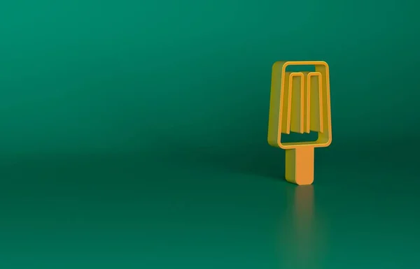 Помаранчеве Морозиво Ізольовано Зеленому Тлі Солодкий Символ Концепція Мінімалізму Ілюстрація — стокове фото