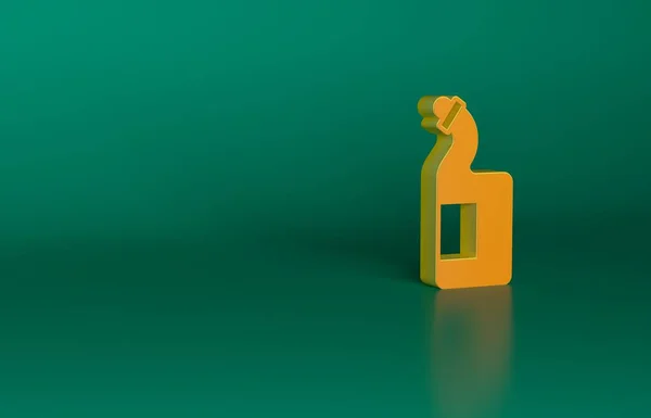 Orangefarbene Flasche Mit Spülmittel Isoliert Auf Grünem Hintergrund Flüssigwaschmittel Zum — Stockfoto