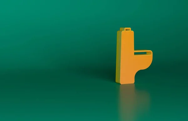 緑の背景に隔離されたオレンジ色のトイレボウルアイコン 最小限の概念 3Dレンダリング図 — ストック写真