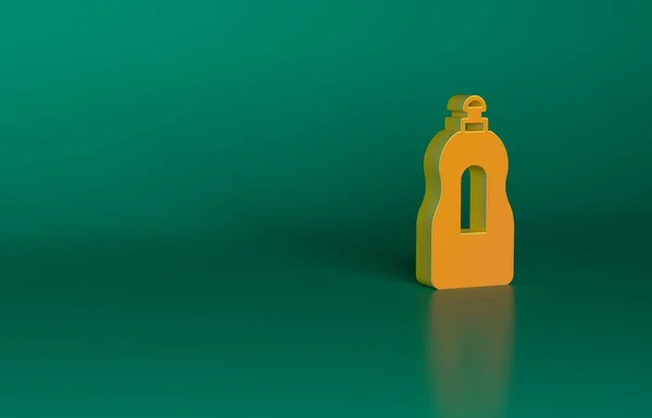 Orange Dishwashing Icono Botella Líquido Aislado Sobre Fondo Verde Detergente —  Fotos de Stock