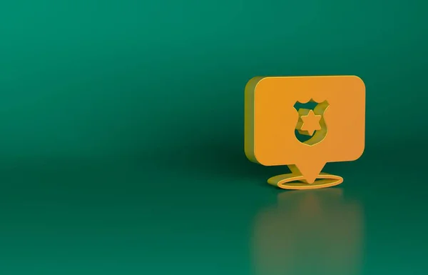 Ікона Помаранчевої Поліції Ізольована Зеленому Тлі Значок Шерифа Концепція Мінімалізму — стокове фото