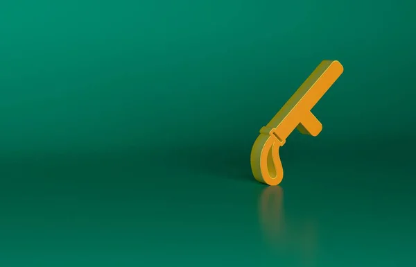 オレンジ緑の背景に隔離された警察のゴムバトンアイコン ゴム製のトランクチャン バット警察だ 警察の装置だ 最小限の概念 3Dレンダリング図 — ストック写真