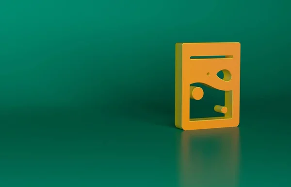 オレンジ緑色の背景に単離された薬物アイコンのビニール袋 健康上の危険 最小限の概念 3Dレンダリング図 — ストック写真