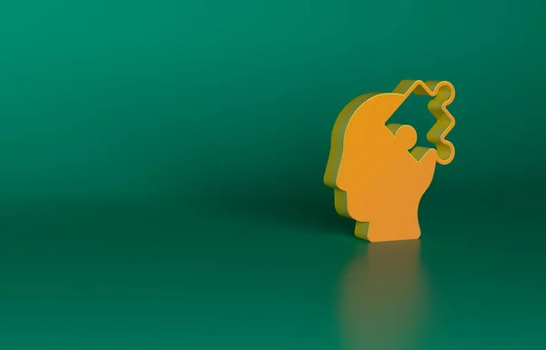 Orange Lösung Des Problems Der Psychologie Symbol Isoliert Auf Grünem — Stockfoto