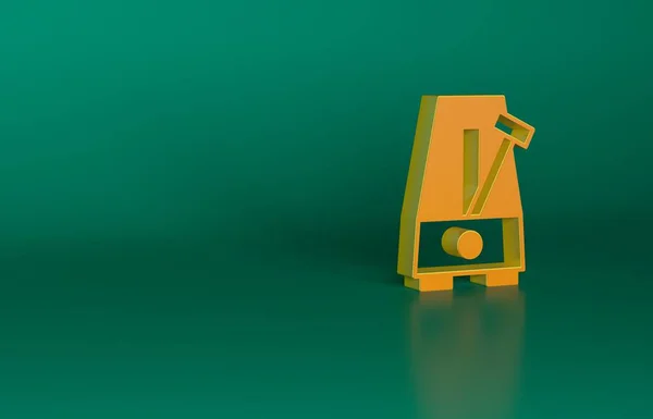 Orange Classic Metronome Com Pêndulo Movimento Ícone Isolado Fundo Verde — Fotografia de Stock