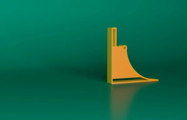 緑の背景に隔離されたオレンジスケートパークアイコン ランプ ローラー スケートパークの階段のセット 極端なスポーツだ 最小限の概念 3Dレンダリング図 — ストック写真