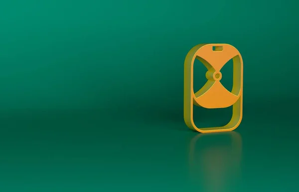 Orange Baseball cap icon isolated on green background. Sport equipment. Sports uniform. Minimalism concept. 3D render illustration.