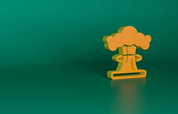 Иконка Оранжевого Ядерного Взрыва Выделена Зеленом Фоне Атомная Бомба Символ — стоковое фото