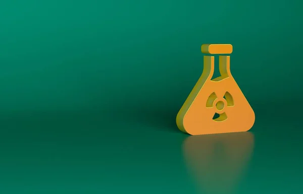 Yeşil Zemin Üzerinde Zehirli Sıvı Ikonu Olan Turuncu Laboratuvar Kimyasal — Stok fotoğraf
